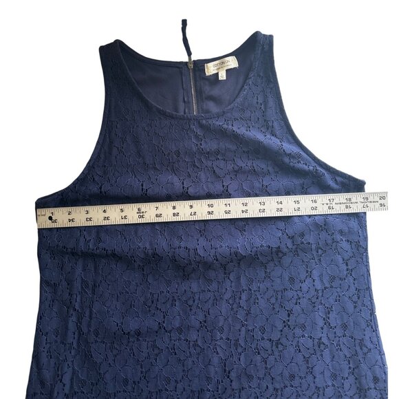 Cotton On Navy Sleeveless Lace Overlay Shift Mini Dress Womens Size L - Picture 7 of 11
